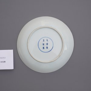 Une assiette en porcelaine de Chine en bleu et blanc, marque et époque de Yongzheng — photo 9