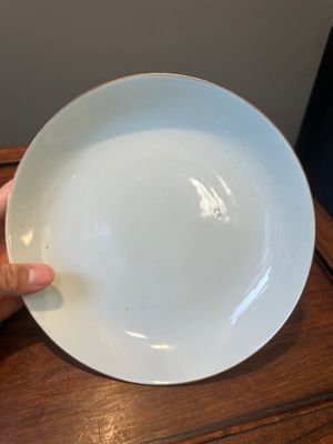 Une assiette en porcelaine de Chine famille verte sur fond café au lait et une assiette en blanc monochrome, Kangxi — photo 9