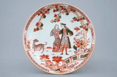 Une assiette en porcelaine de Chine verte-Imari à décor "Gouverneur Duff", Yongzheng, ca. 1730