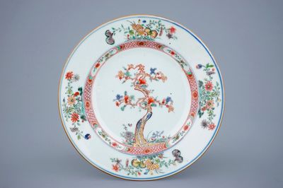 Une assiette en porcelaine de Chine verte-Imari, Kangxi