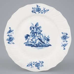 Une assiette en porcelaine de Tournai au décor de St.-Georges et le dragon, fin du 18ème — photo 1