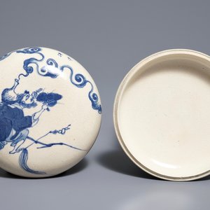Une boîte à cire en porcelaine de Chine bleu et blanc, marque de Kangxi, 19ème — photo 3