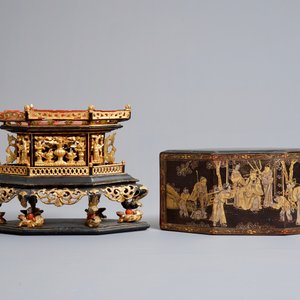 Une boîte à offrandes 'chanab' en bois laqué et doré pour le marché Straits ou Peranakan, Chine, 19ème — photo 4