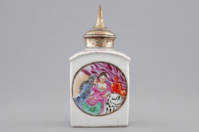 Une boîte à thé au sujet érotique d'une prostituée en porcelaine de Chine, Qianlong, 18ème