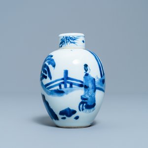 Une boîte à thé couverte en porcelaine de Chine en bleu et blanc, Kangxi — photo 4