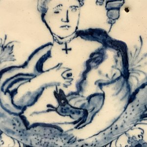 Une boîte à thé en faïence de Delft bleu et blanc à décor érotique, 18ème — photo 8