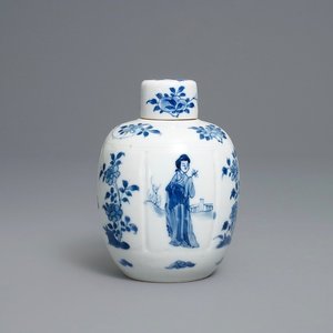 Une boîte à thé en porcelaine de Chine en bleu et blanc, Kangxi — photo 1