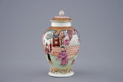 Une boîte à thé et son couvercle en porcelaine de Chine famille rose, Yongzheng, 1723-1735