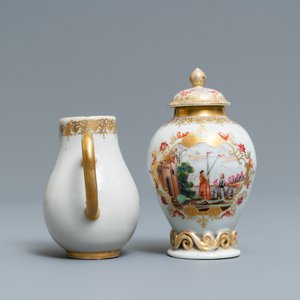 Une boîte à the et un pot à lait en porcelaine de Chine famille rose de style Meissen, Qianlong — photo 4