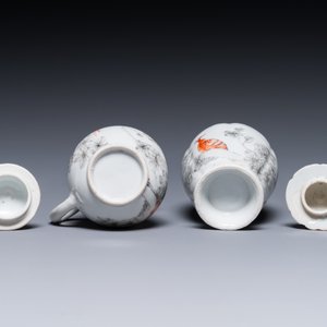 Une boîte à thé et une verseuse couverte en porcelaine de Chine à décor de faisans en grisaille et rouge de fer, Yongzheng — photo 7