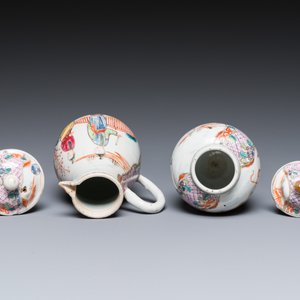 Une boîte à thé et une verseuse couverte en porcelaine de Chine famille rose à sujet mandarin, Qianlong — photo 6