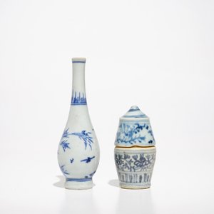Une boîte couverte cylindrique, un vase de type Hatcher et une coupe, Ming et époque Transition — photo 7