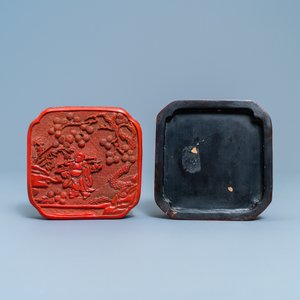 Une boîte couverte en laque rouge à quatre compartiments, Chine, Wanli — photo 2