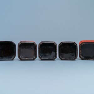 Une boîte couverte en laque rouge à quatre compartiments, Chine, Wanli — photo 3