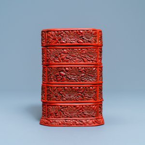 Une boîte couverte en laque rouge à quatre compartiments, Chine, Wanli — photo 8