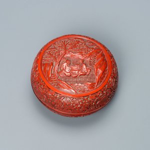 Une boîte couverte en laque rouge figurant deux lettrés , Chine, 18/19ème — photo 10