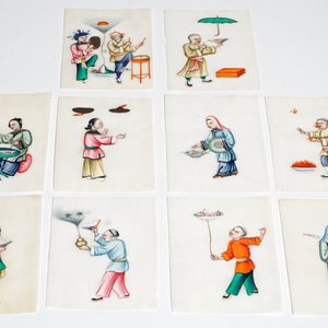 Une boîte de petits tableaux sur papier de rize, Chine, Canton, 19ème — photo 2