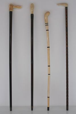 Une canne en ivoire et bois, "jambe de danseuse", 19e