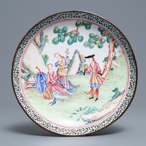 Une coupe en émaux de Canton à décor européen, Chine, Qianlong — photo 1