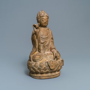 Une figure de Bouddha en grès, Chine, Qing — photo 2