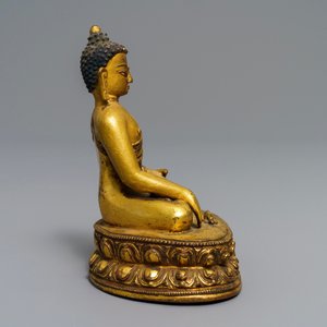 Une figure de Bouddha Vajrasana en bronze doré, Tibet, 15/16ème — photo 2