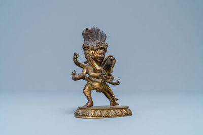 Une figure de Hayagriva en bronze doré, Sino-Tibet, 18/19ème