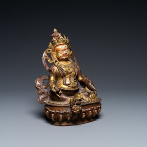 Une figure de Jambhala en bronze partiellement doré au dos inscrit, Sino-Tibet, 19ème — photo 2