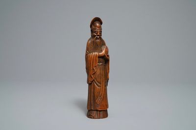 Une figure de Shoulao en bambou sculpté, Chine, Qianlong/Jiaqing