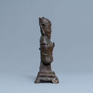 Une figure de Wenchang Wang en bronze à inscription, Qing — photo 3