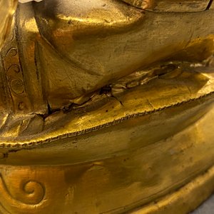 Une figure du Bouddha en cuivre doré, Sino-Tibet, 18/19ème — photo 15