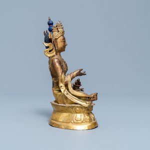 Une figure du Bouddha en cuivre doré, Sino-Tibet, 18/19ème — photo 3
