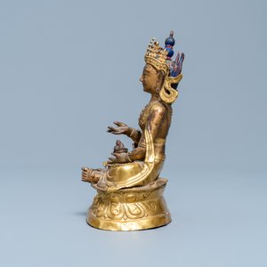 Une figure du Bouddha en cuivre doré, Sino-Tibet, 18/19ème — photo 5