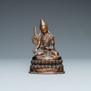 Une figure d'un Lama en alliage de cuivre, Sino-Tibet, 18/19ème — photo 2