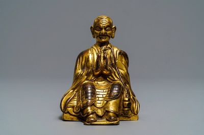 Une figure d'un Lama en bronze doré, Sino-Tibet, 19ème