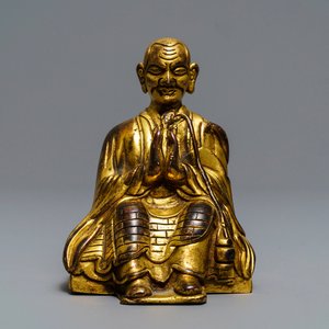 Une figure d'un Lama en bronze doré, Sino-Tibet, 19ème — photo 1