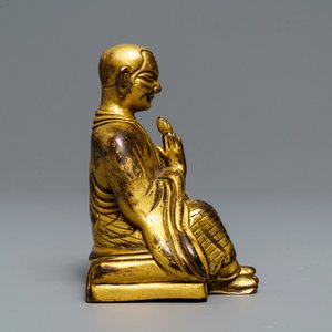 Une figure d'un Lama en bronze doré, Sino-Tibet, 19ème — photo 4