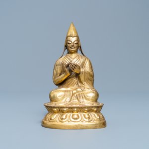 Une figure d'un Lama en bronze doré, Sino-Tibet, Ming — photo 2