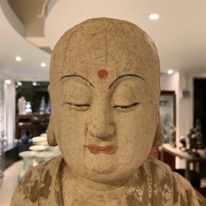 Une figure d'un moine bouddhiste en bois peint, Chine, 19ème — photo 24