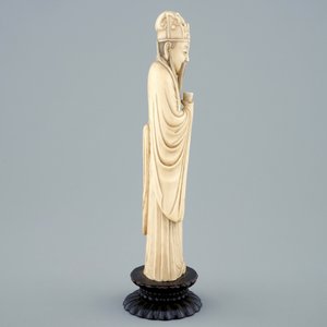 Une figure d'un sage avec une tasse sur socle en bois sculpté, 19ème — photo 4
