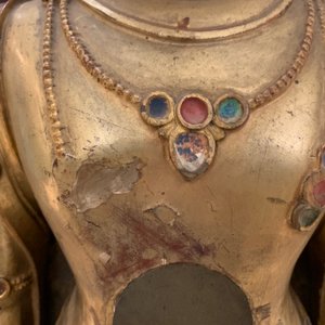 Une grande figure de Bouddha en bois doré et polychrome, Chine, 19ème — photo 19
