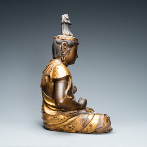 Une grande figure de Kanon en bois sculpté, laqué et doré, Japon, Momoyama, 16ème — photo 5