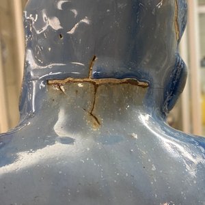 Une grande figure d'un immortel en grès de Shiwan à émail bleu, Chine, 19ème — photo 13