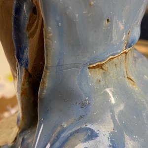 Une grande figure d'un immortel en grès de Shiwan à émail bleu, Chine, 19ème — photo 21