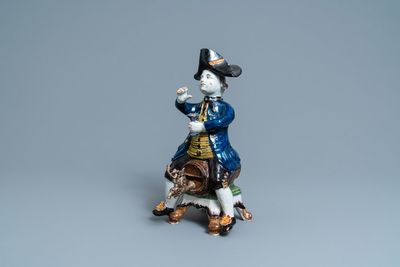 Une grande fontaine de table de type 'Bobbejak' en faïence de Delft polychrome, 18ème