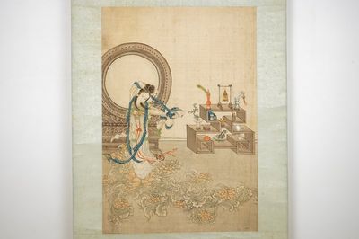 Une grande peinture chinoise sur rouleau, 19/20ème
