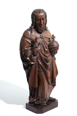 Une grande statue de Christ Sauveur en chêne, Flandres, 16ème