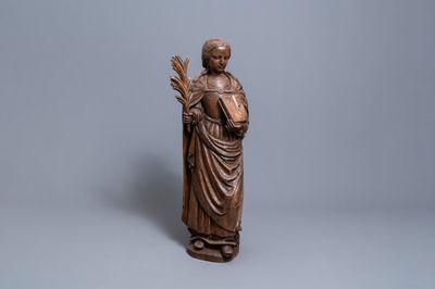 Une grande statue de la Sainte Martyre Ursule en chêne sculpté, 1ère moitié du 16ème