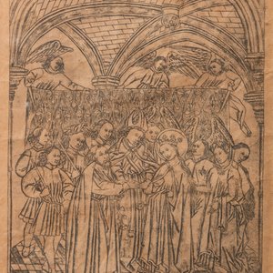 Une gravure sur bois anonyme représentant le mariage de Marie et Joseph, 15ème — photo 3