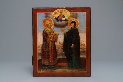 Une icône russe: Deux saints, 19ème