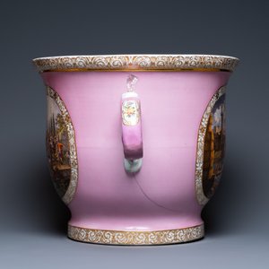 Une importante jardinière en porcelaine à décor d'une scène de port et d'une scène de kermesse, probablement Dresden, 19ème — photo 5